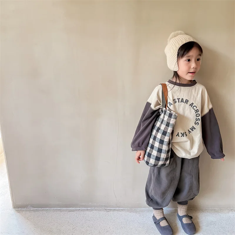 2022 Autumn New Children Long Sleeve T Shirt Fashion Letter Print Girls T Shirts Loose Kids Casual Tops Cotton Baby Boys T Shirt