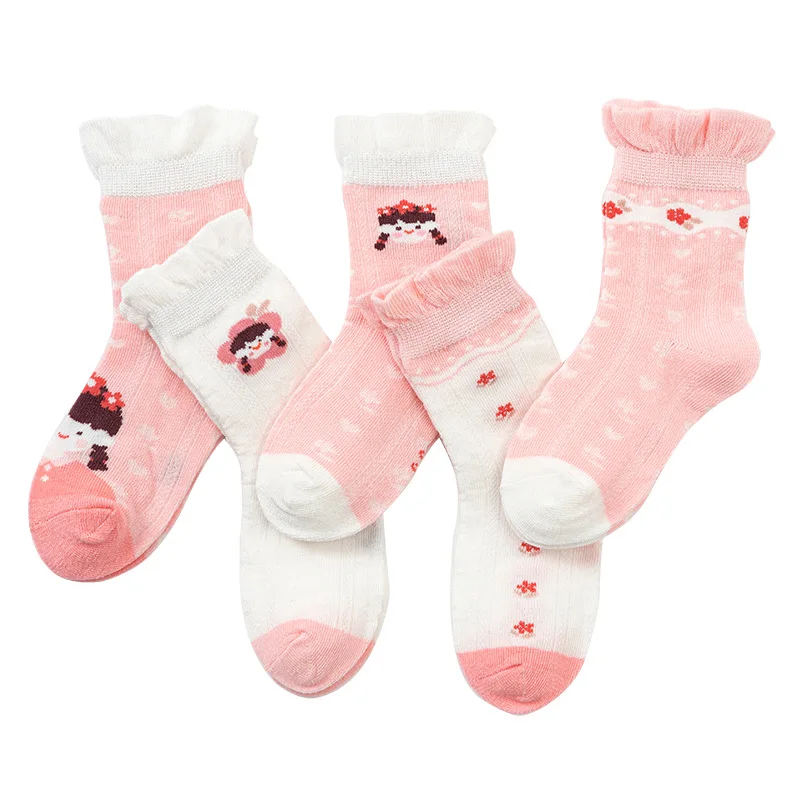 

5pair Breathable Baby Girl Socks Summer Mesh Thin Baby Socks for Girls Cotton Socks for Children Kids 1-12Y