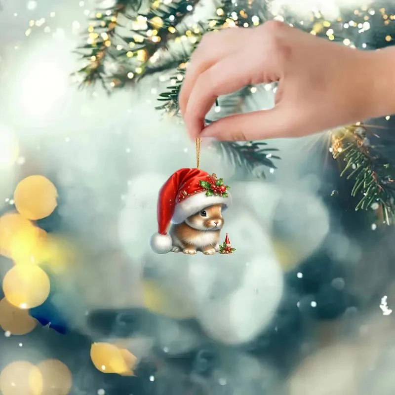 Рождественская панда олень кошка подвеска украшение для рождественской елки 2D