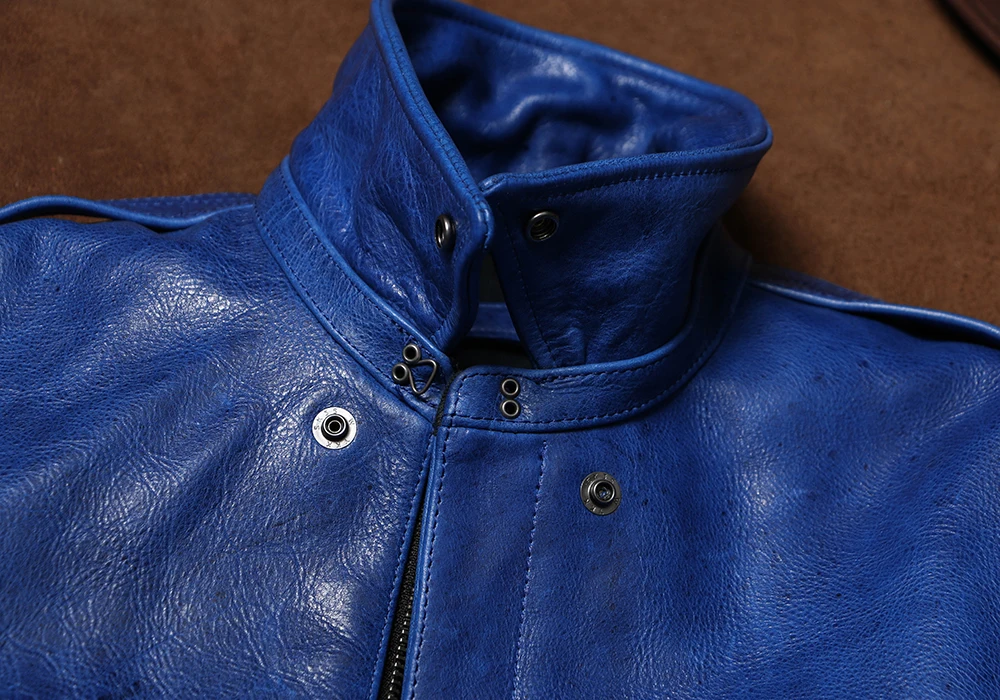 Восковая неокрашенная куртка из воловьей кожи окрашенная в индиго тяжелый