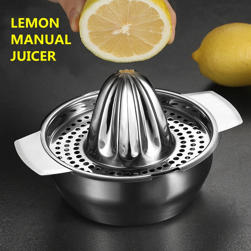 Portable Lemon Orange Manual Fruit Juicer Stainless Steel Kitchen Accessories Tools Citrus 100% Raw Hand Pressed Juice Maker