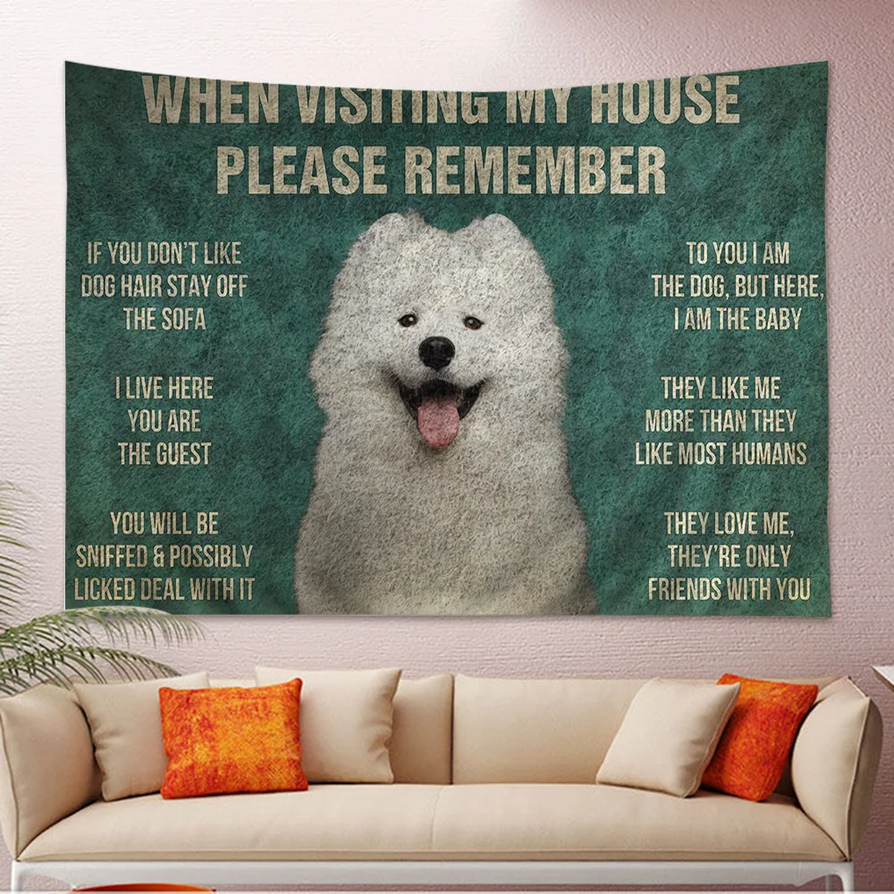Пожалуйста помни Правила дома собак большой настенный гобелен с принтом