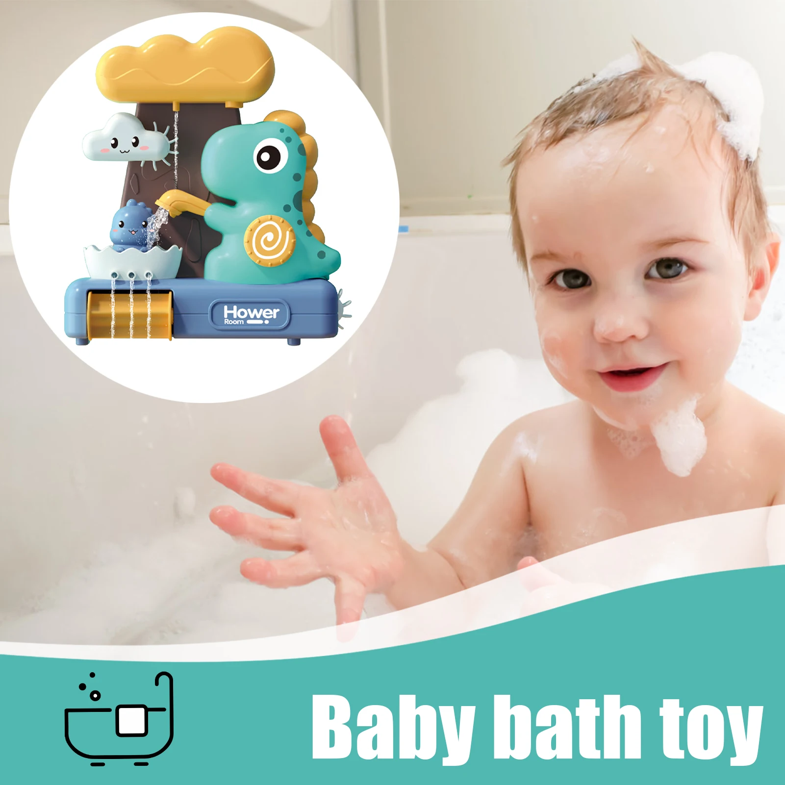 

Baby Bath Toys Shower Toys For Toddlers 1-3 Dinosaur Waterfall Set With Rainy Effect Bathroom Wall-Mount Shower Gift For Kids