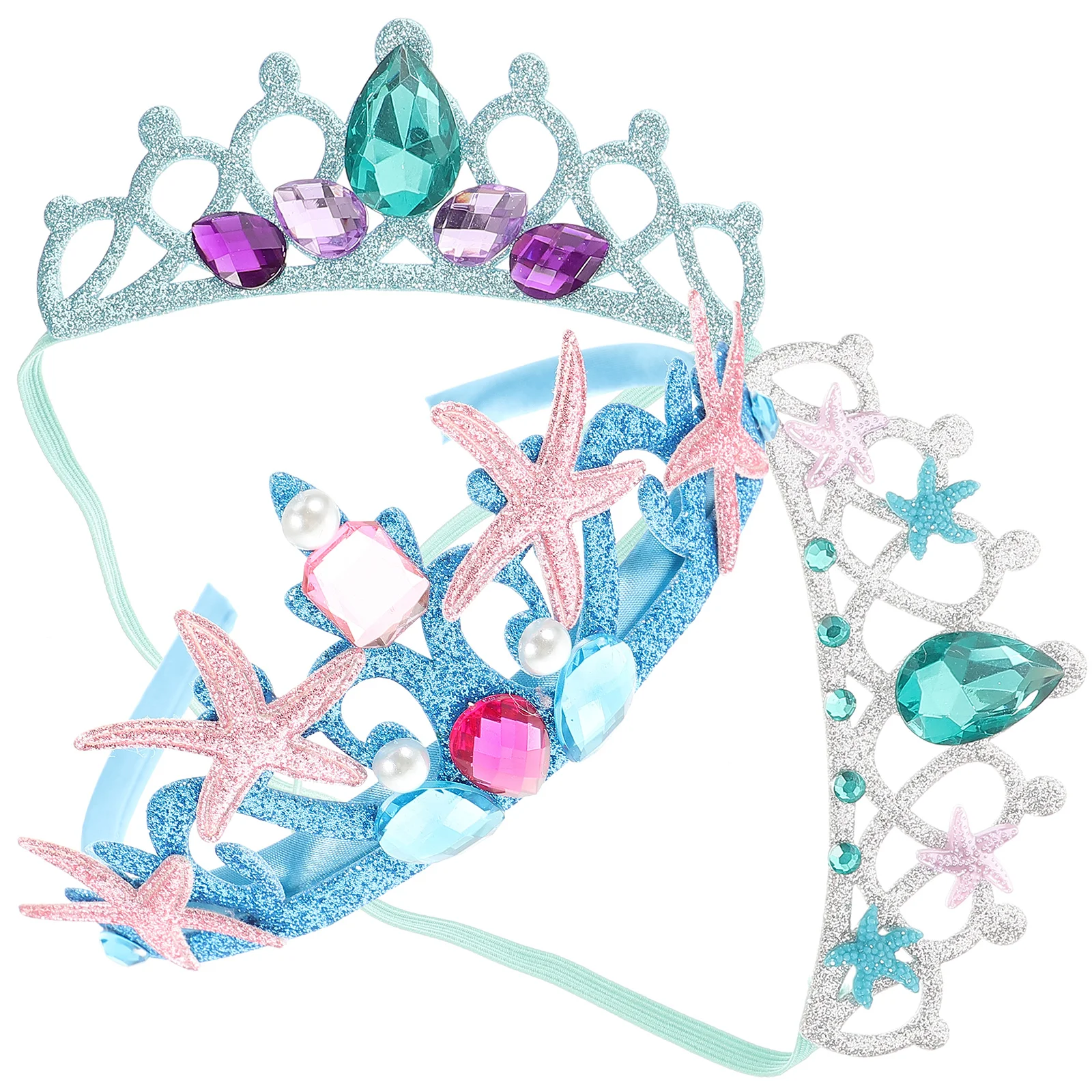 

3pcs Girls Shimmering Crown Headbands Rhinestone Crown Hairbands Elastic Headband