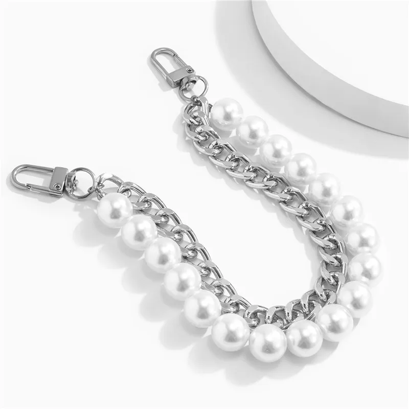 

Vintage Pearl Bag Strap For Handbag Double Layer Chain Pearl Phone Lanyard Exquisite DIY Purse Replacement Handles Bag Accessory