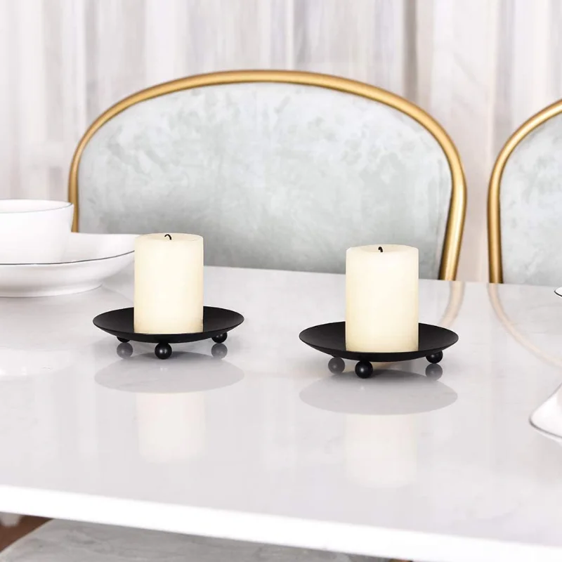 

Iron Plate Candle Holder Decorative Iron Pillar Candle Plate Pedestal Candle Stand for Wax Candles Wedding & Birthdays Party