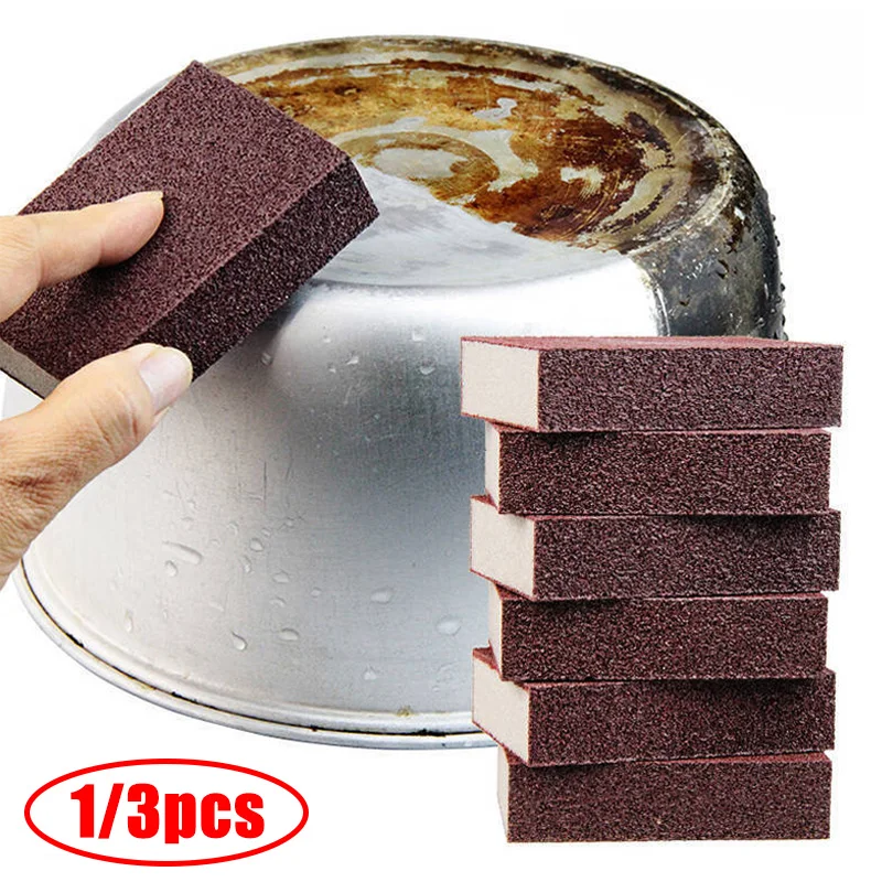 

3PCS Sponge Eraser Pot Removing Rust Cleaning Brush Descaling Clean Rub Kitchen Cooktop Pan Sponges Dish Washing Scouring Tools