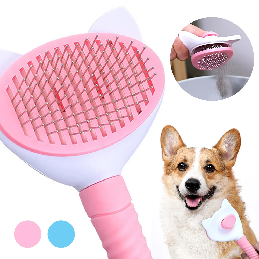 

Расческа для домашних животных, щетка для кошек, расческа для собак, удаление волос, самоочищающаяся щетка для нарезки кошек и собак, съемны...