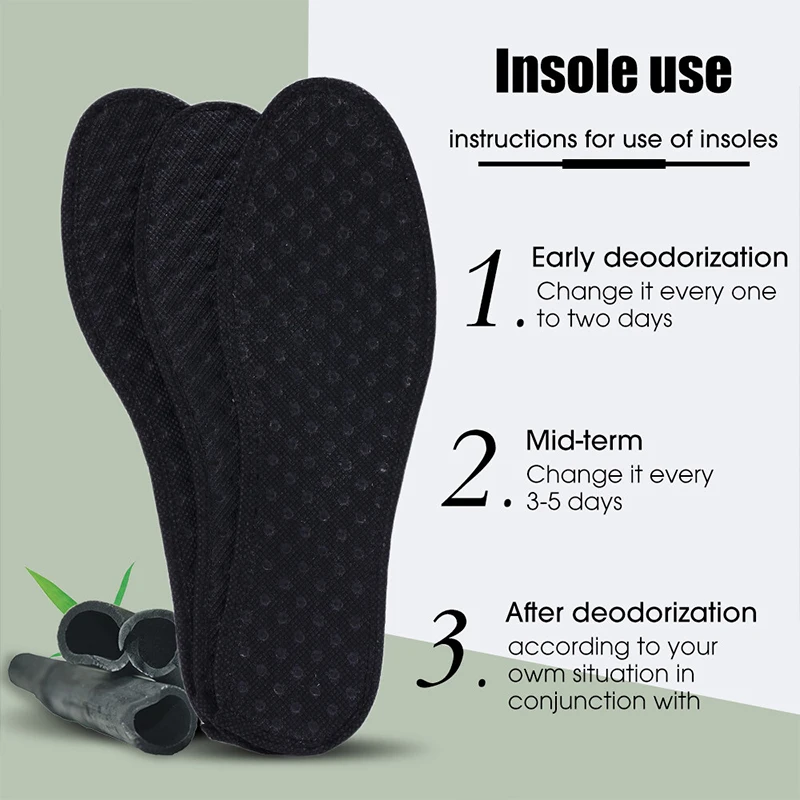 2pcs Deodorant Insoles Breathable Absorb-sweat Bamboo Charcoal Insert Insole Unisex Sports Shoes Mesh Ventilate Shoe Sole Pads