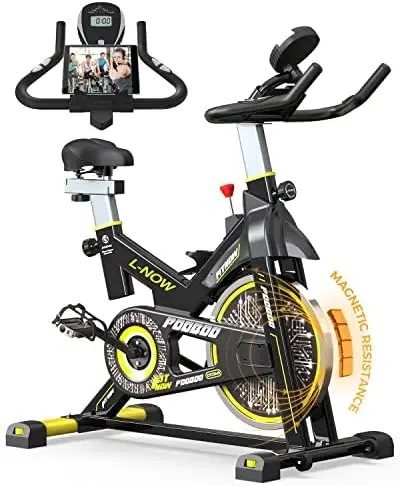 

Indoor Cycling Bike, Belt Drive Indoor Exercise Bike Stationary LCD Monitor with Ipad Mount ＆Comfortable Seat Cushion for Home