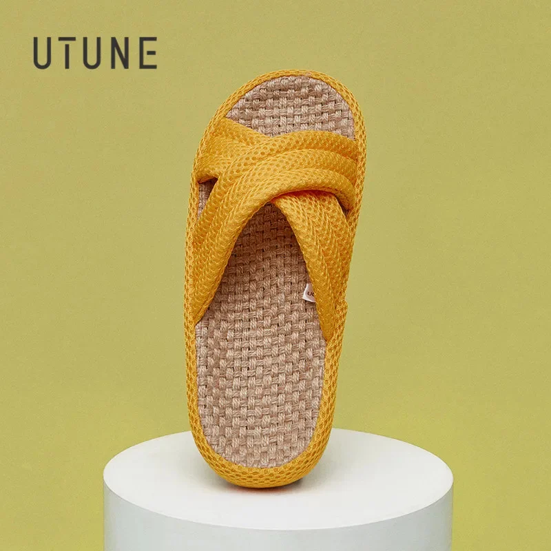 

Linen Women Slippers Outdoor Summer Mute Light Vacation Travel Comfortable Shoes Anti-slip Flat Thick Sole Home Slides