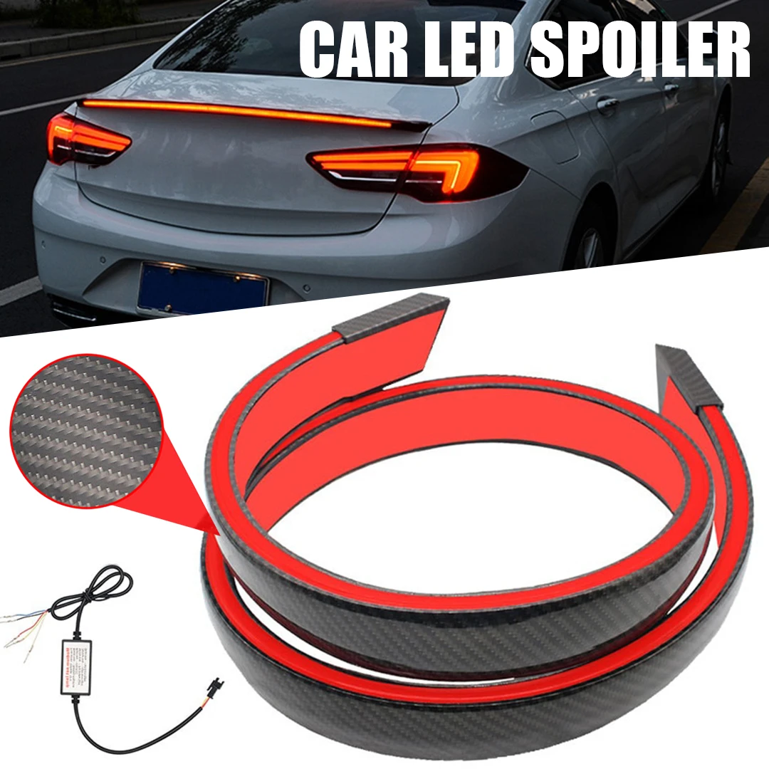 

12V Car LED Spoiler Light High Brightness Automobile Tail Wing Lights Waterproof Carbon Fiber Cars Turn Signal Running Lamp