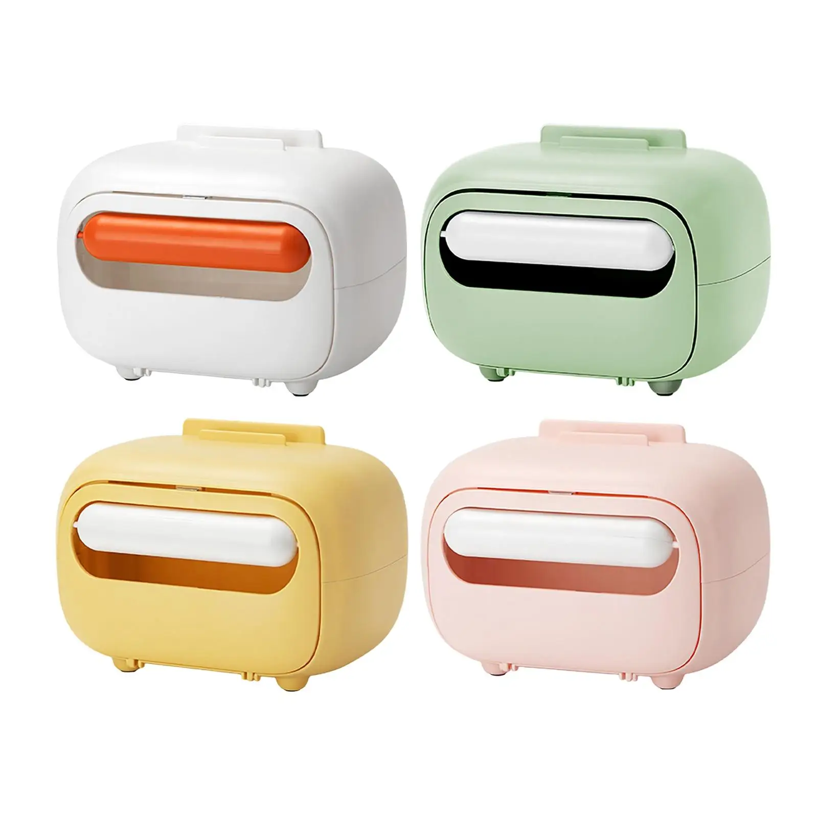 

Tissue Box Cover Stylish Desk Organizer Storage Extra 3 Compartments Facial Tissue Dispenser