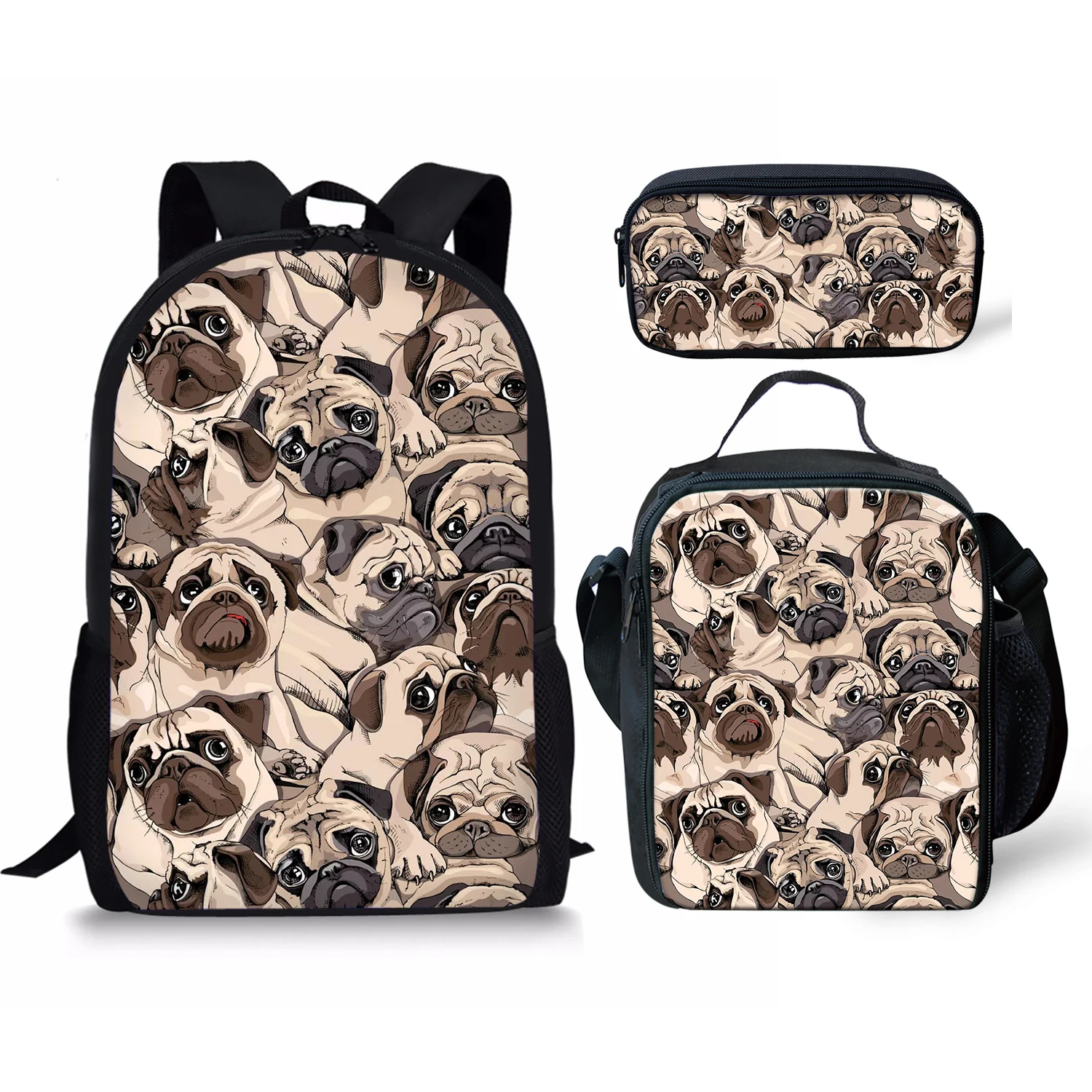 Bulldog Printing Pattern School Backpacks & Pencil Bag & Lunch Bag Personalized Kids Daypack New Design Rucksack for Teenager
