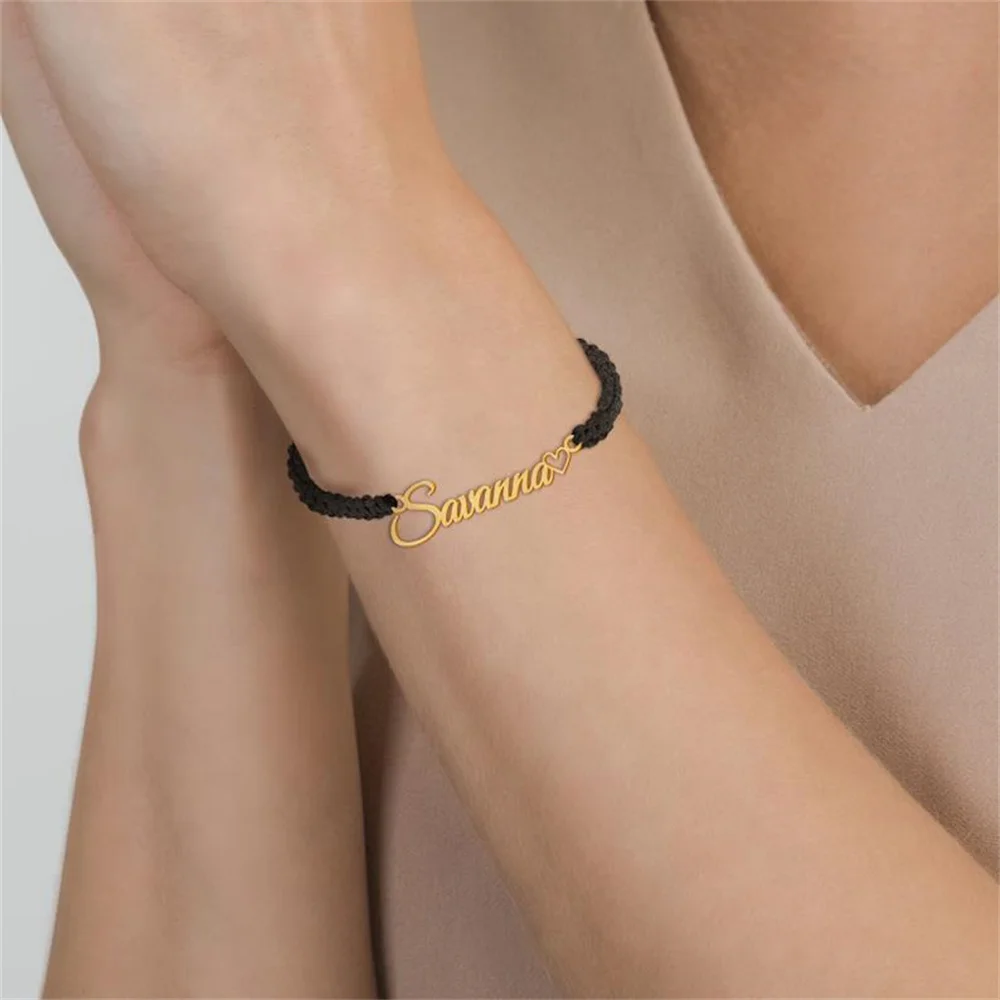 Персонализированные браслеты с именем на заказ веревочная цепочка регулируемый