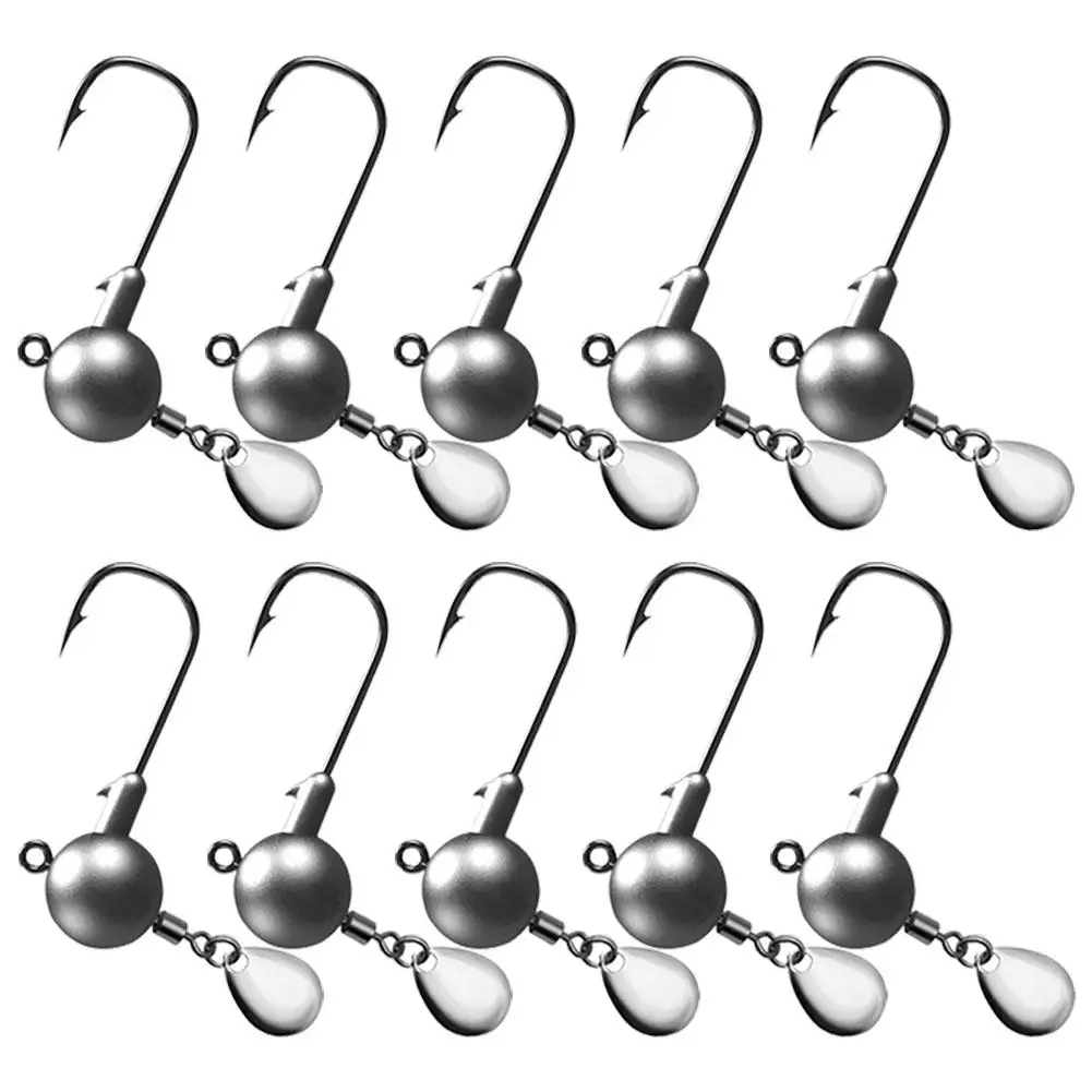 

10pcs 2g/4g Crank Jig Head Hook High Carbon Steel Soft Lure Fishing Hooks With Spoon Spinner Dropship