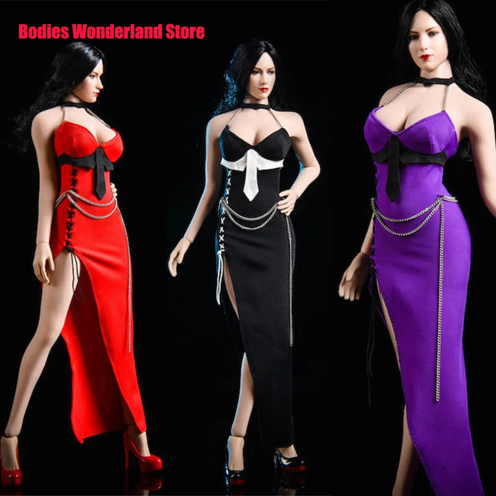 

Red/Black/Purple Color 1/6 Scale Female Clothes Sexy Low-cut Sling Dress Backless Party Skirt 19XG49 for 12 inches Figure Body