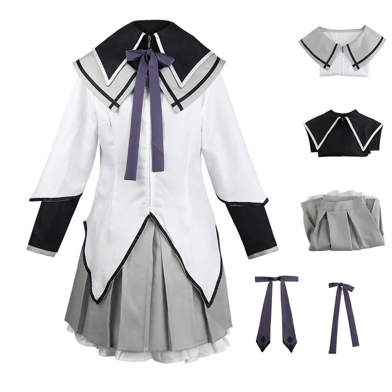

Puella Magi Madoka Magica Costume Japanese Anime Figue Akemi Homura Dress Accessories Glooves Socks for Women Cosplay Costumes