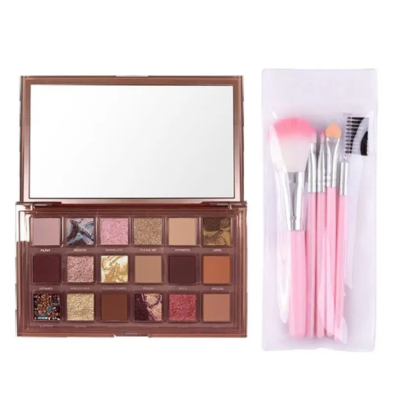 

Палитра теней для век 18 цветов Тени для век для макияжа с 5 кисточками и зеркалом натуральные водостойкие стойкие матовые мерцающие нюдовые