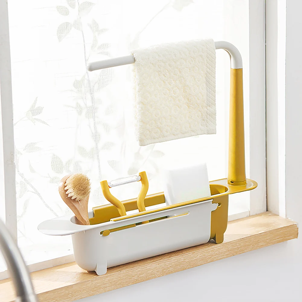 

Telescopic Sink Drain Racks Organizer Soap Brush Holder Basket Kitchen Storage Basket Gadgets Accessories Tool