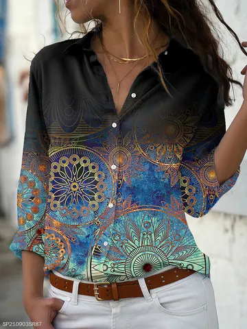 Fashion Woman Blouses Spring and Autumn New shirts Casual Loose Long Sleeve Shirts Feminine Temperament Print Top