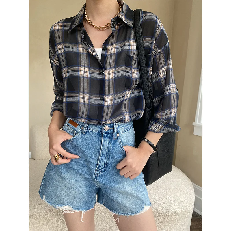 

Новинка лета 2023, стильная повседневная тонкая ветрозащитная рубашка, Женская Повседневная Солнцезащитная куртка в стиле ретро