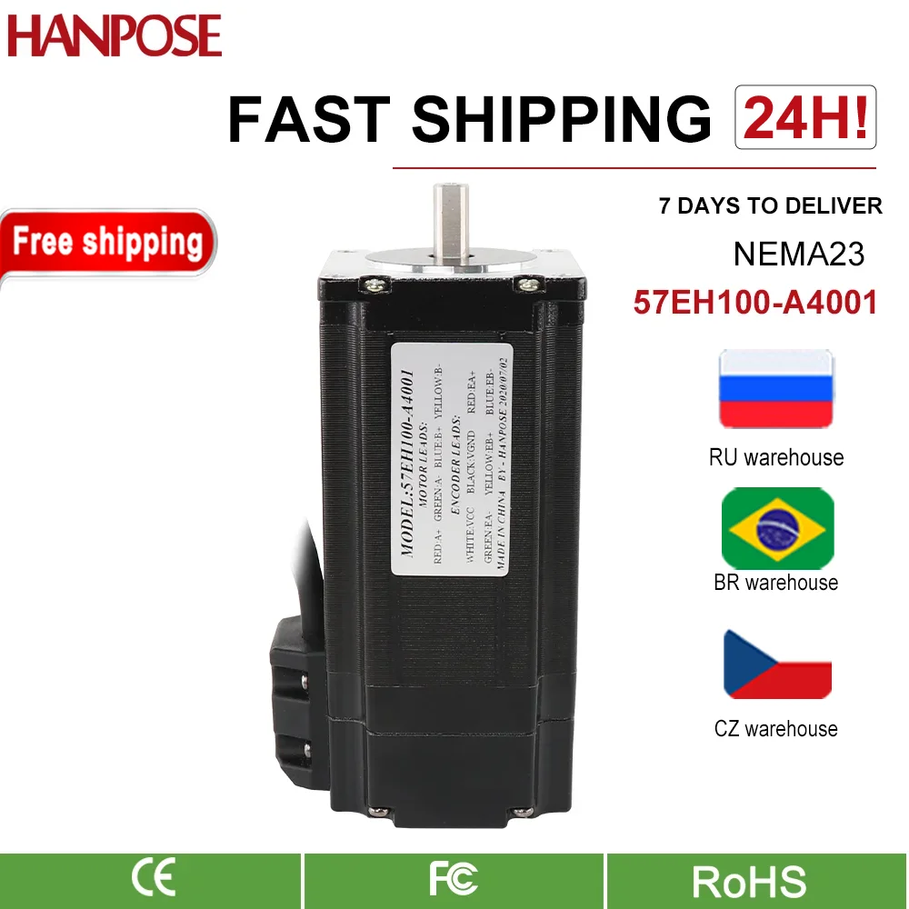 Сервопривод с замкнутым контуром 57EH100A4001 NEMA23 4,0A 3,3 Нм 57x100 мм для 3D-принтера Робот Пенопласт Пластик Мета nema23 Шаговый двигатель
