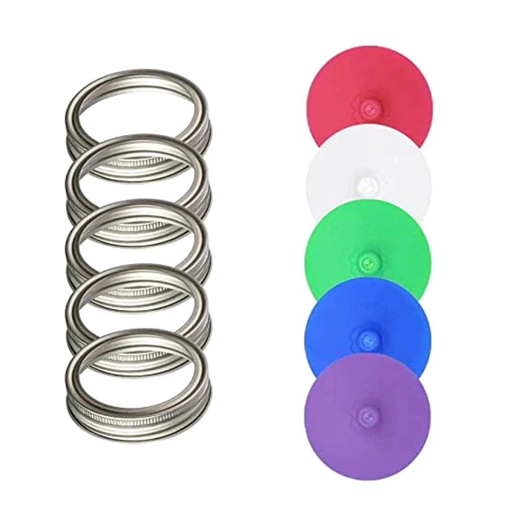 

5pcs/set Jar Lid Silicone Bottle Opening Pad Food Container Cover Lid with Steel Loop Kitchen Supplies