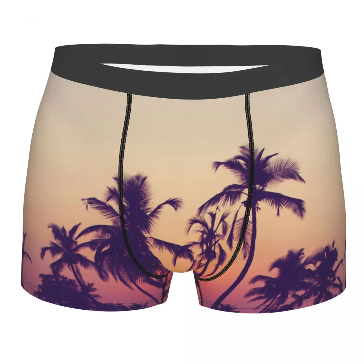 

Boxer Men Underwear Male Panties Vintage Silhouette Of Palm Trees At Sunset Shorts Boxer Comfortable Shorts Homme