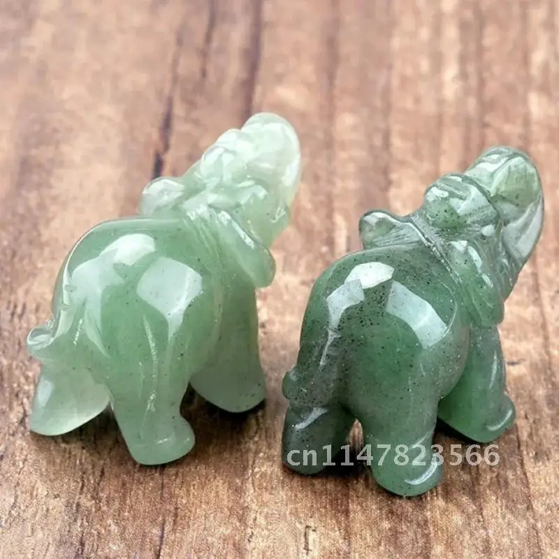Зеленый авантюрин нефритовый камень счастливый слон удача статуя фэн-шуй
