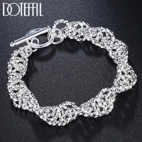 doteffil 925 sterling silver water wave circle chain bracelet for woman charm wedding engagement fashion party jewelry
