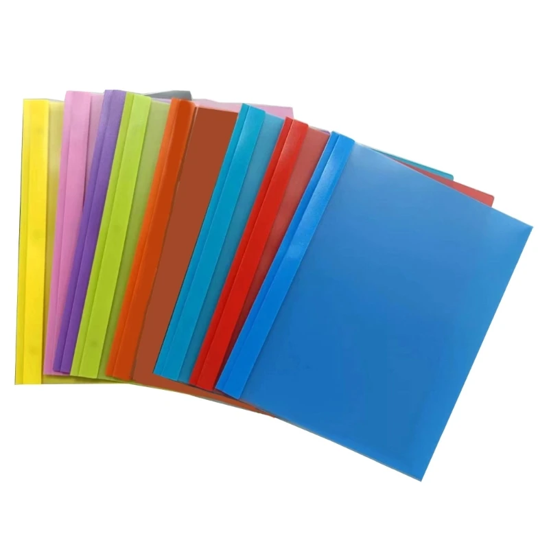 

8 Pack Heavy Duty Two Pocket Plastic Folders with Prongs, Metal Prongs Fastener D5QC