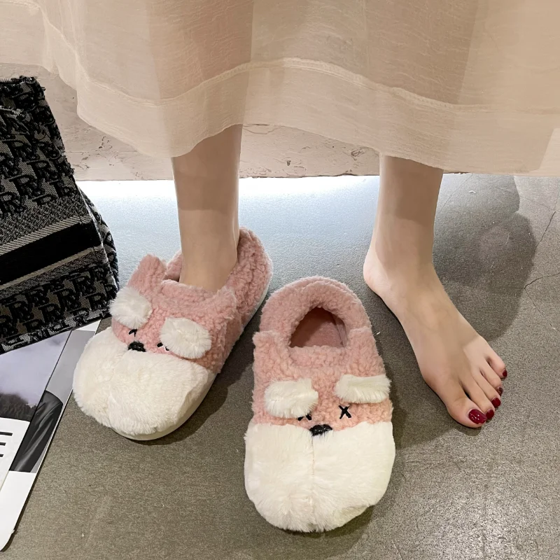 

Женские домашние тапочки из чистого хлопка, зима 2022, Симпатичные домашние Нескользящие тапочки для собак, удобная теплая Домашняя обувь, же...