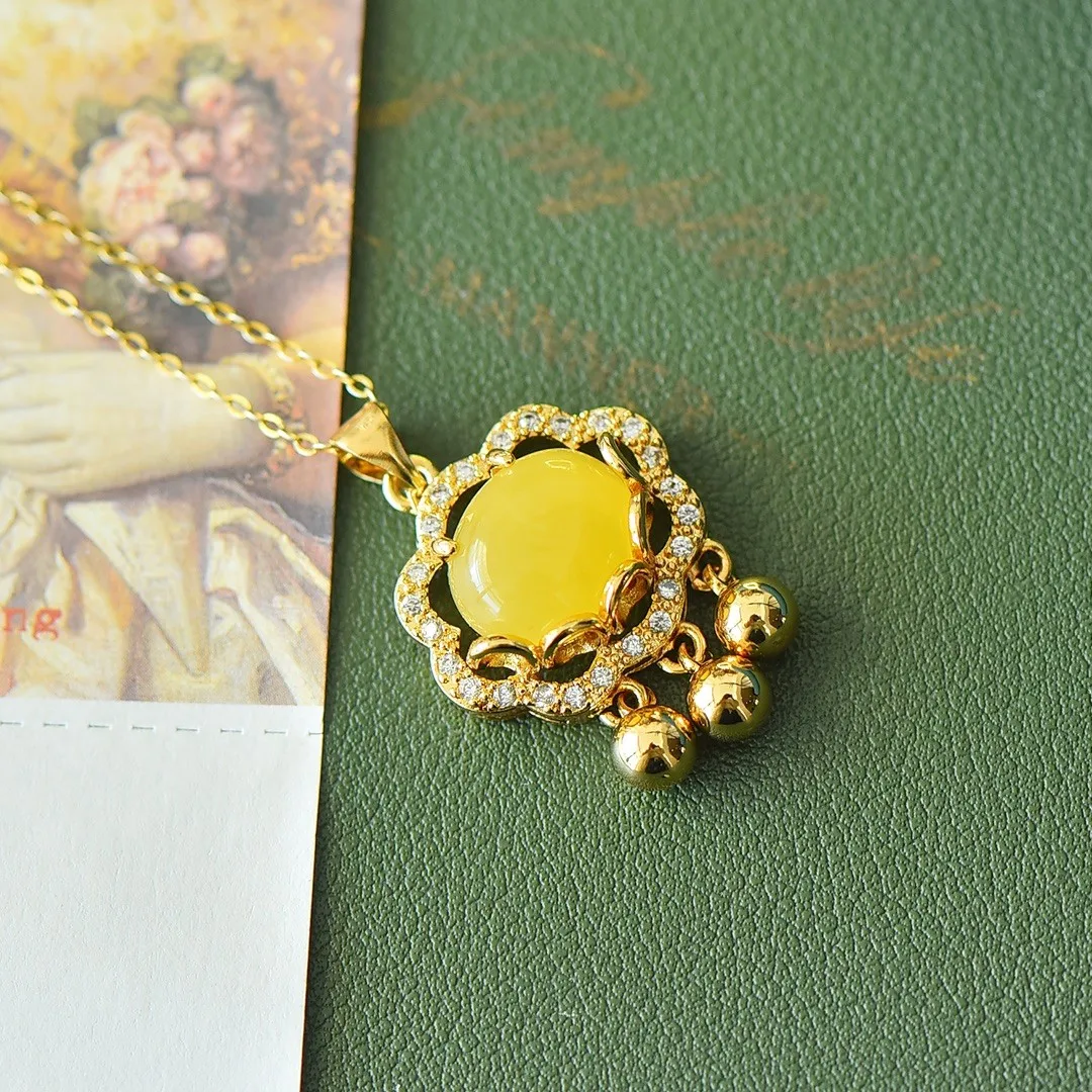 Ожерелье женское из натурального янтаря изящное ювелирное изделие лечебного