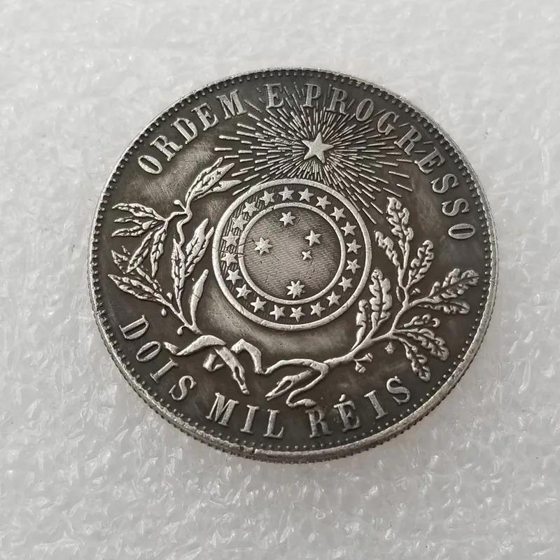 

1897 бразильский серебряный доллар 800, оптовая продажа, монета, искусственная монета, декор для домашней комнаты, рождественские подарки #25