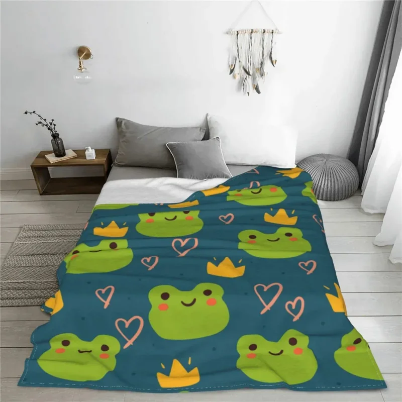 

Cartoon Frog Fleece All Season Cute Animal Multi-Function Soft Throw Blankets For Sofa Car Quilt