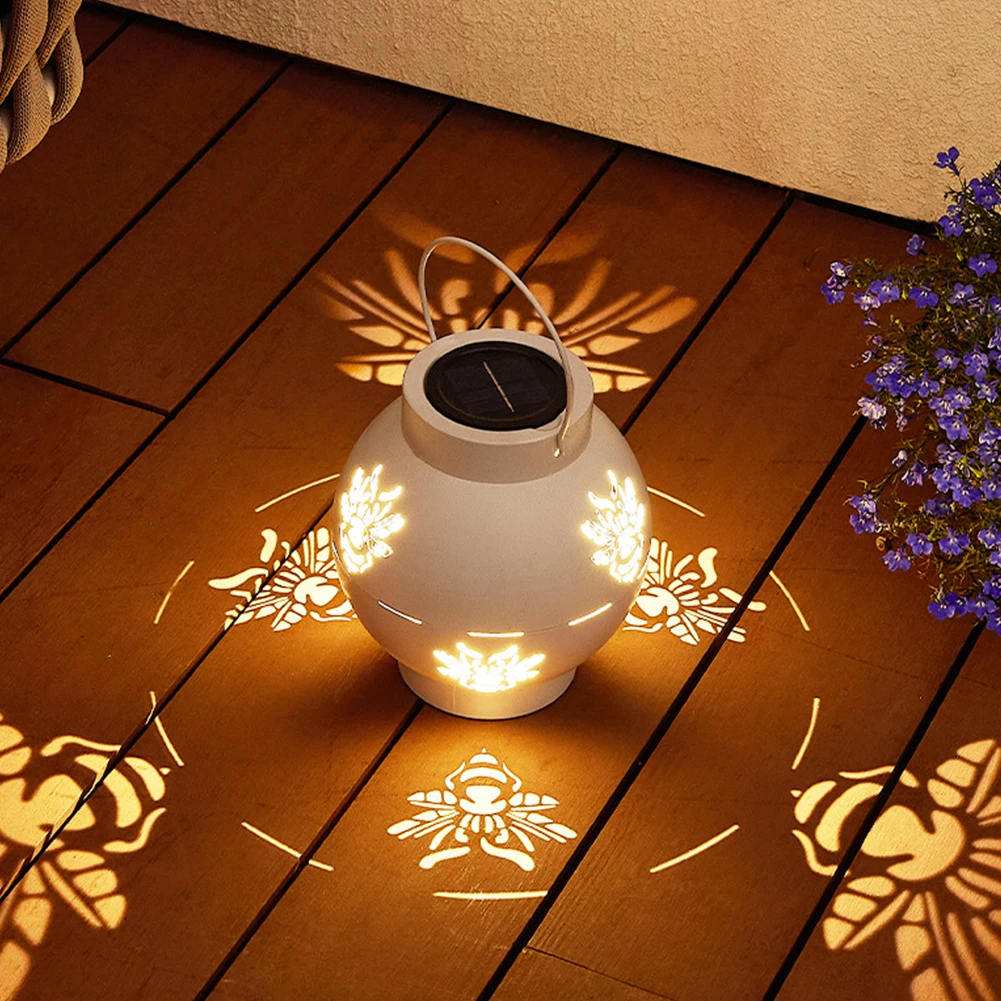 

Bee Night Light 3000K Bee Shadow Lamp 600MAH Hollow-out Garden Lantern Last Up To 8H Landscape Projection Lamp for Balcony Patio
