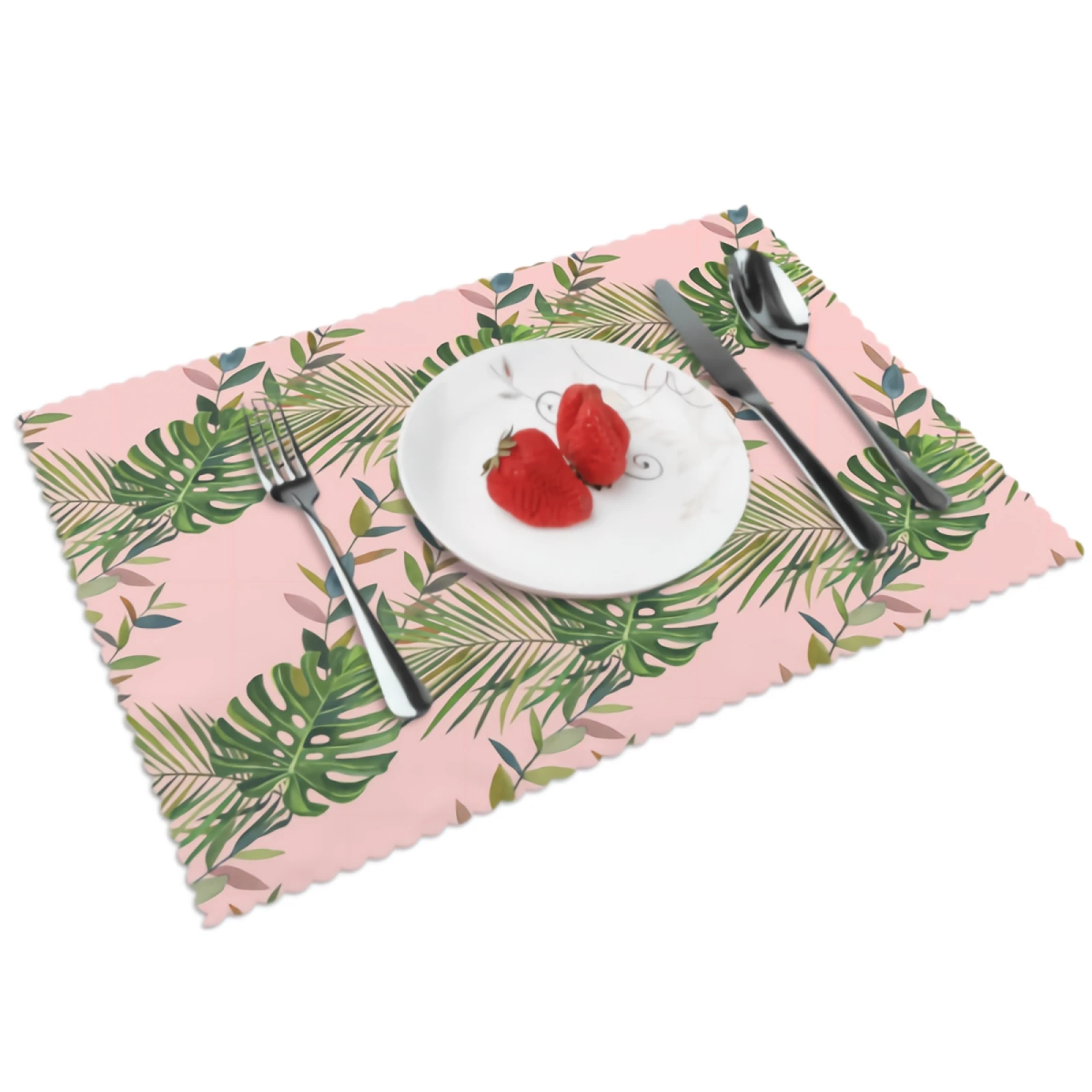 

Beautiful Plant Placemats for Dining Table Set of 4 Cute LeavesDecor Rectangular Heat Resistant Washable Place Mat