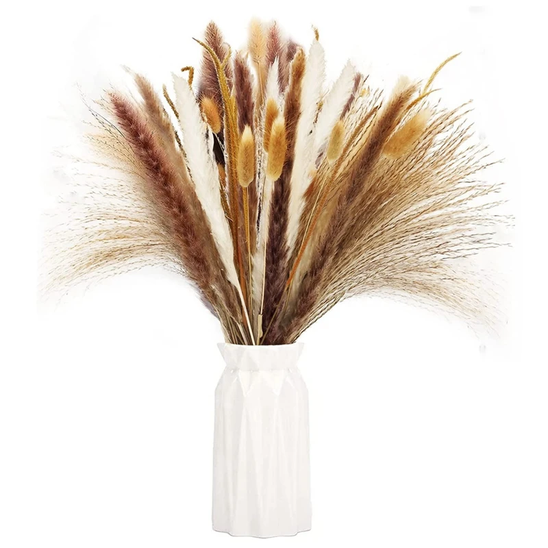 

Natural Hay,Reeds,Rabbit's Tail Grass Bouquet,Pampas Reed Flower Feather Grass Branches for Wedding Home Floral Decor