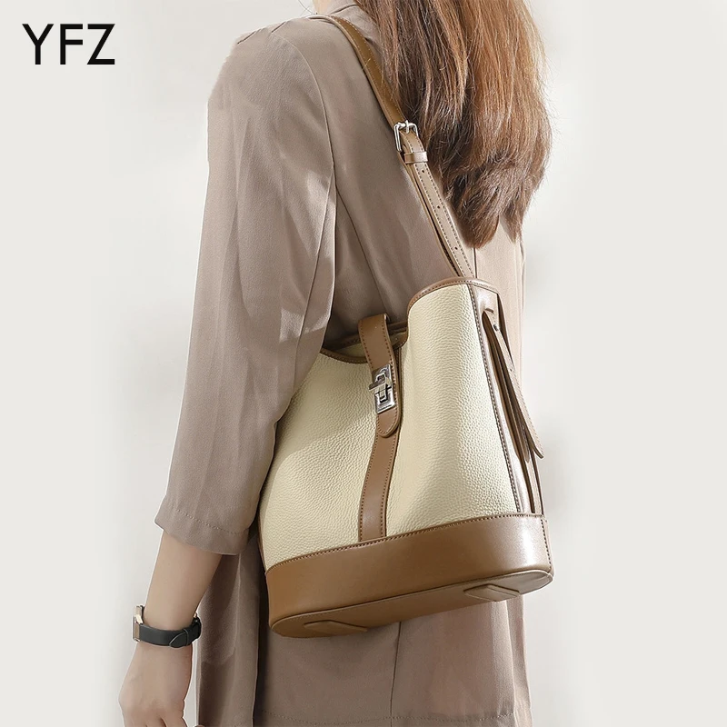 YFZ   Womens Messenger Bag, Premium Leather Leather Bucket Tote Purse Small Satchel Hobo Purse Designer Work Shoulder Bags