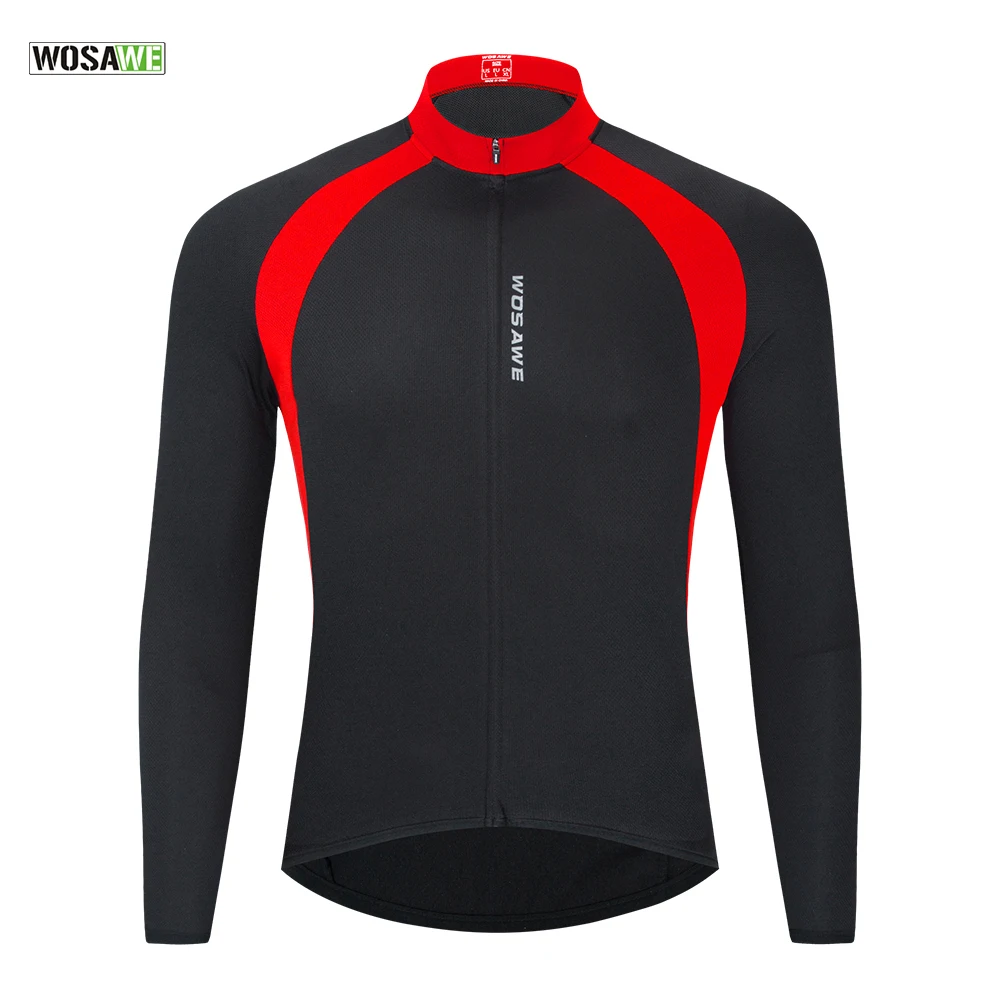 

WOSAWE Spring Long Sleeve Cycling Jersey Mesh Bicycle Jerseys MTB Reflective Road Bike Cycling Jacket Quick Dry Skidproof