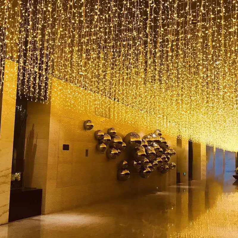 

Рождественская светодиодная гирлянда-занавес в виде сосулек, свисающая гирлянда 0,4-0,6 м, сказочное украшение для свадьбы, вечеринки, сада, улицы, праздника