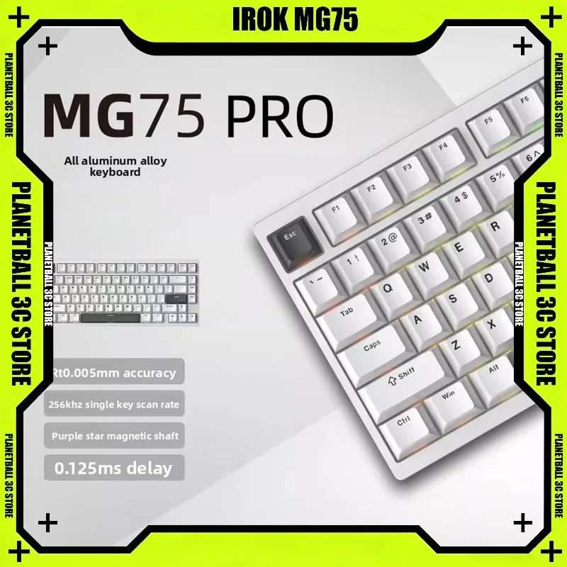 Фото Магнитная клавиатура IROK MG75, полностью алюминиевая, CNC, 75% раскладка, RT 0.001мм, водонепроницаемая, RGB, Gasket-клавиатура для Valorant №1