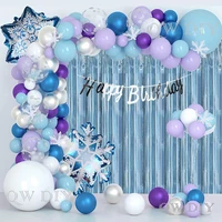 macaron birthday snow queen balloon arch snowflake frozen garland sliver happy birthday banner baby shower girl party supllies