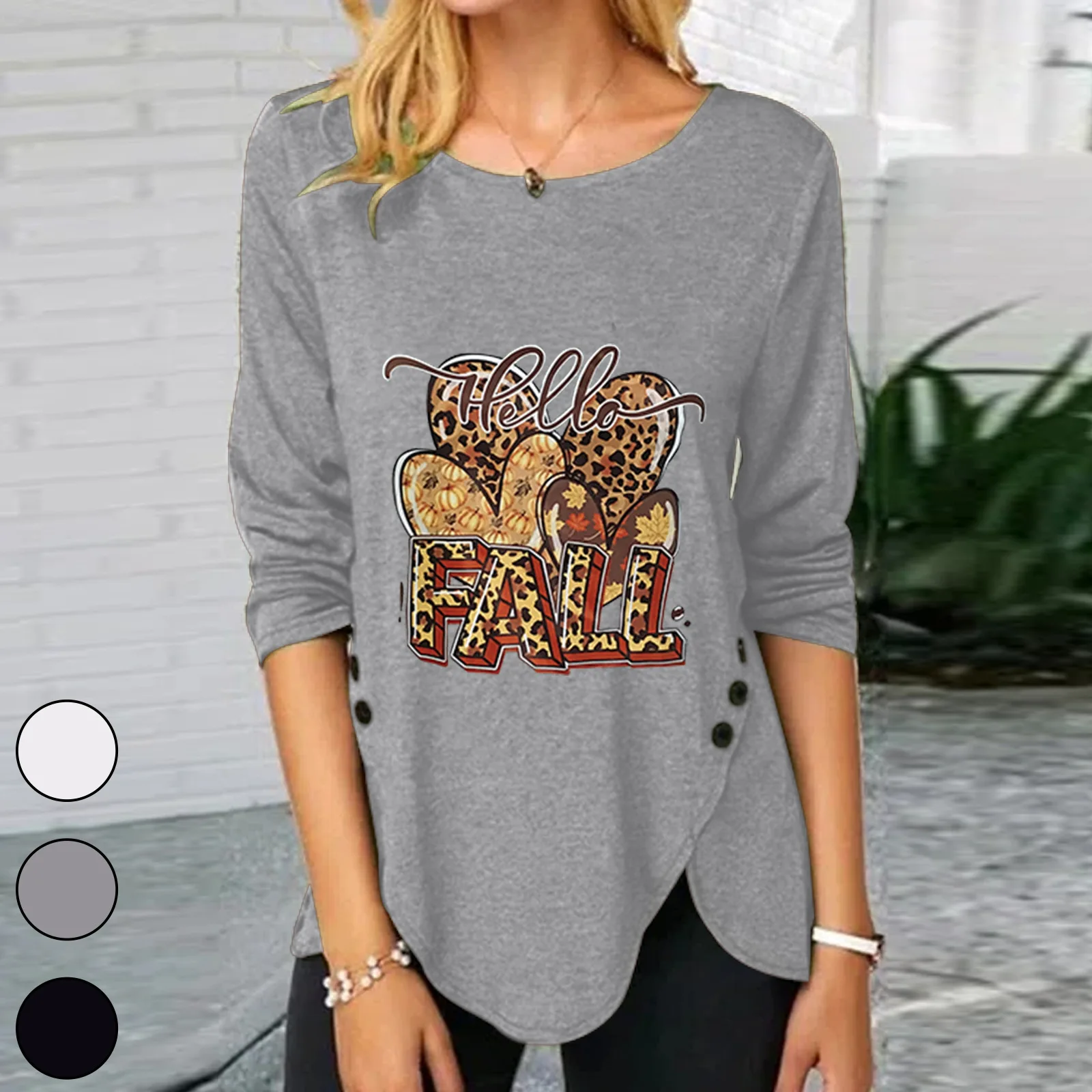

2022 spring and autumn new women's loose round neck long-sleeved top T-shirt