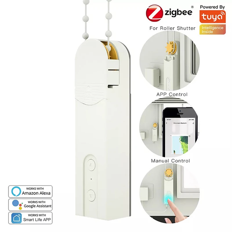 Smart Motorized Chain Motor Roller Blinds Drive Motor Solar Panel and Charger Build-in Tuya Zigbee APP Control