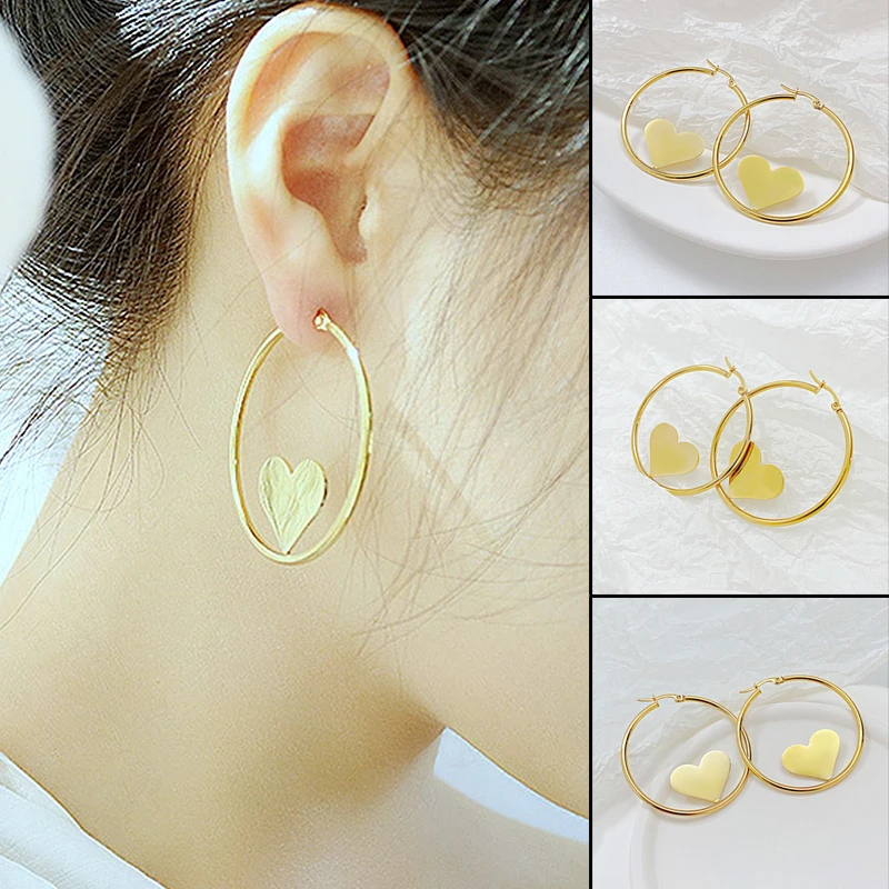 

Titanium Steel Round-Shape Women Drop Earrings Lady Stylish Inlaid Dangle Earrings