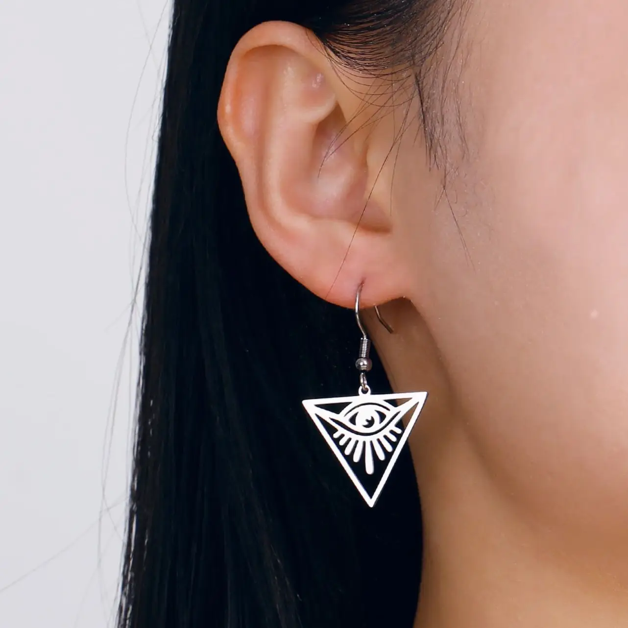 LIKGREAT Винтажные серьги с треугольным глазом Бога для женщин защитный Амулет из