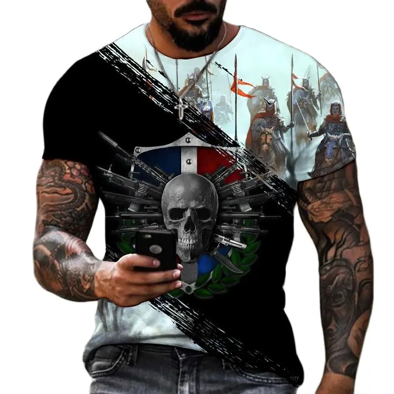 

Винтажные мужские футболки с 3d-рисунком рыцарей, с круглым вырезом и коротким рукавом