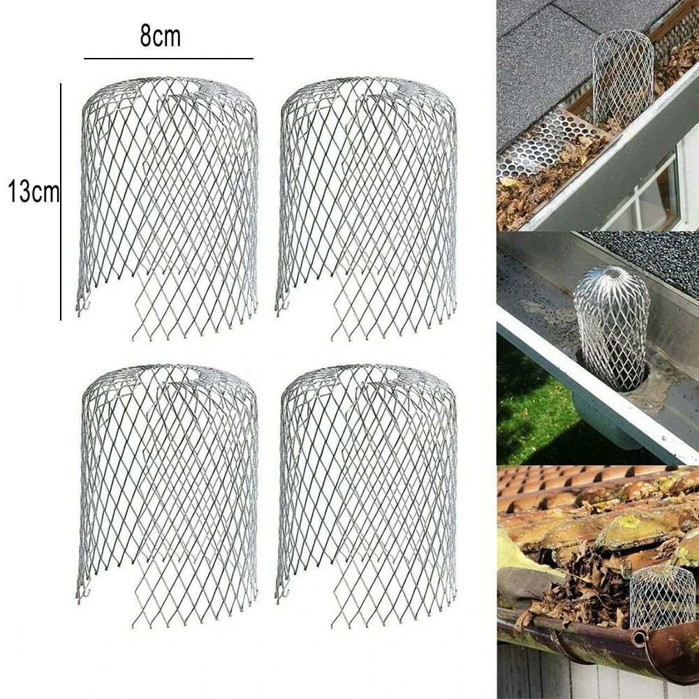 

Leaf Catcher Gutter Screens Strainer Stops Blockage 4pcs Aluminum Alloy Aluminum Gutter Guard Anti-Leaf Debris Drain Net Cover